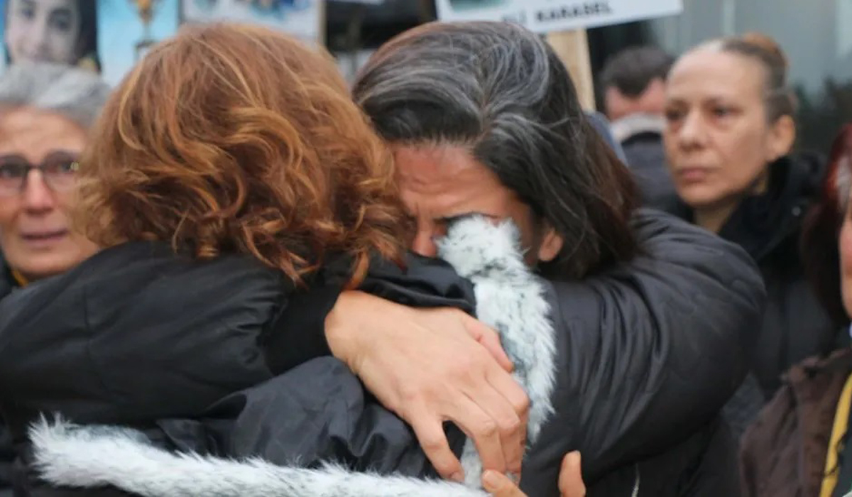 Relatives of the volleyball team members are at court in Adiyaman